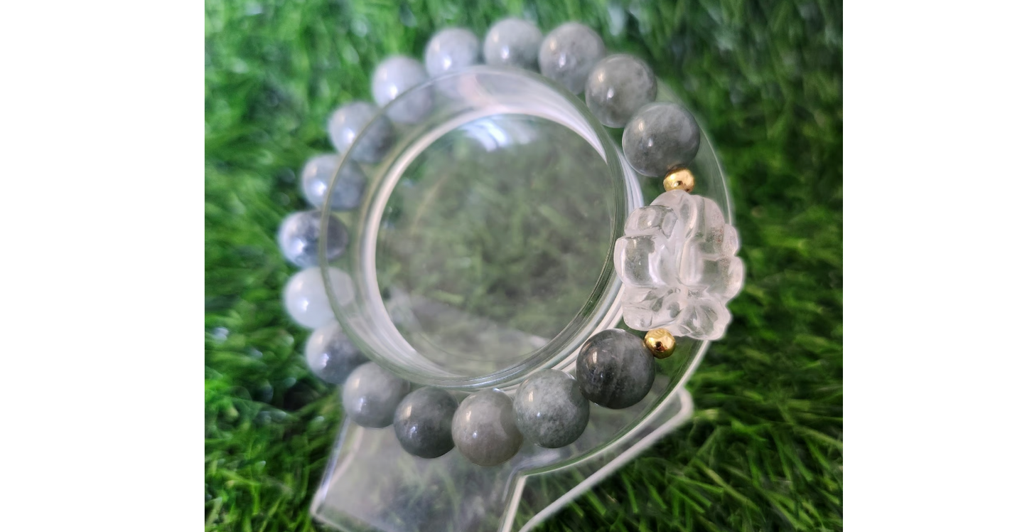 Amazing Custom Guatemalan Jade and Lotus Bracelet
