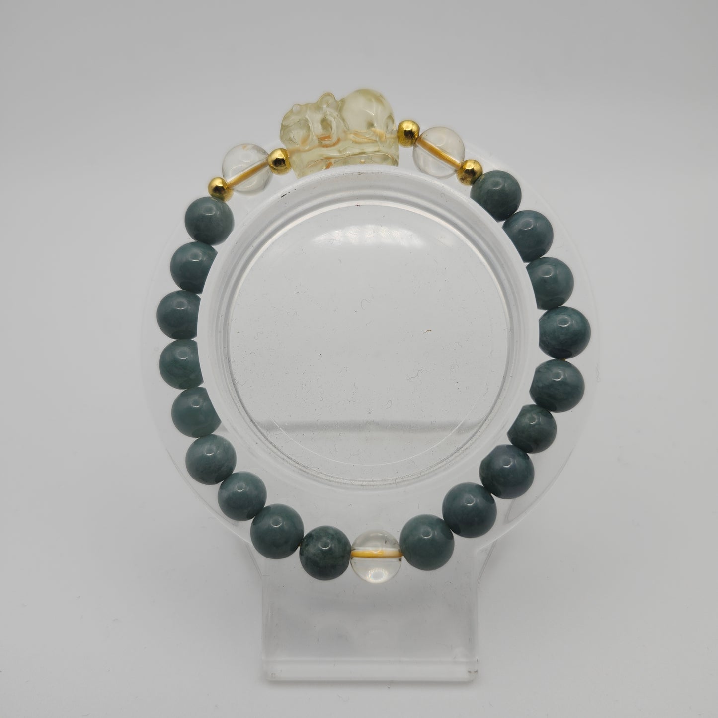 Blue Water Jade Bracelet with Citrine Pixiu Charm