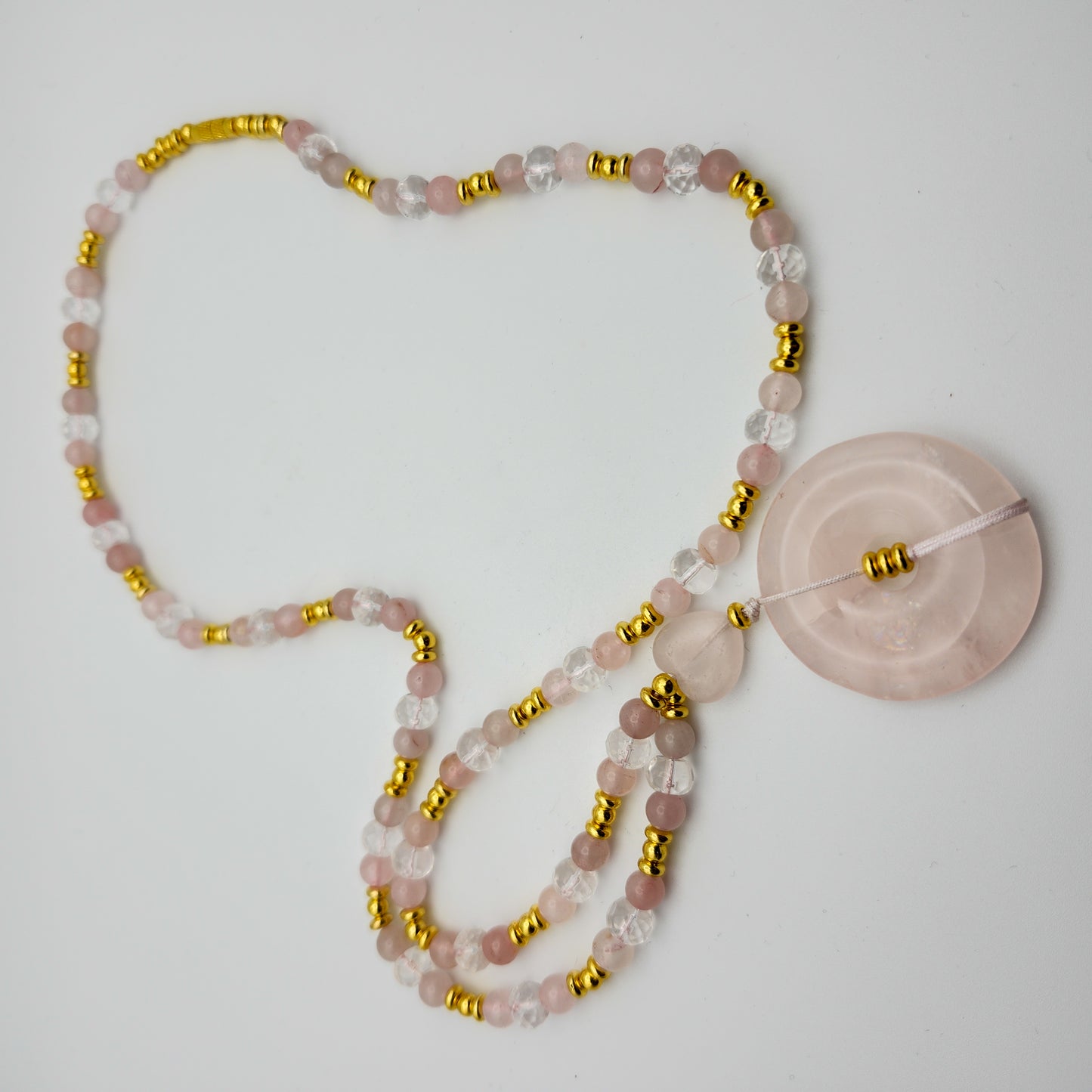 Handmade Crystal Necklace – Rose Quartz Love & Clear Quartz Clarity