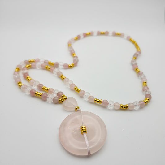 Handmade Crystal Necklace – Rose Quartz Love & Clear Quartz Clarity