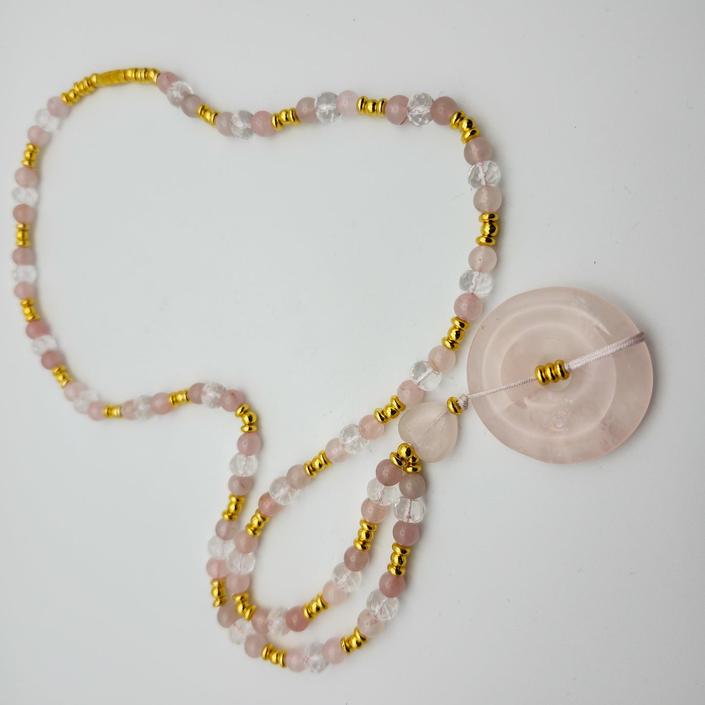 Handmade Crystal Necklace – Rose Quartz Love & Clear Quartz Clarity