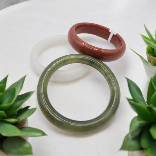 Jade Natural Crystal Hard Bangles 60mm