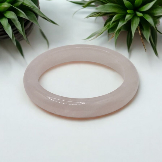 Rose Quartz Natural Hard Bangle Bracelet – 58.6mm Genuine Crystal of Love and Healing
