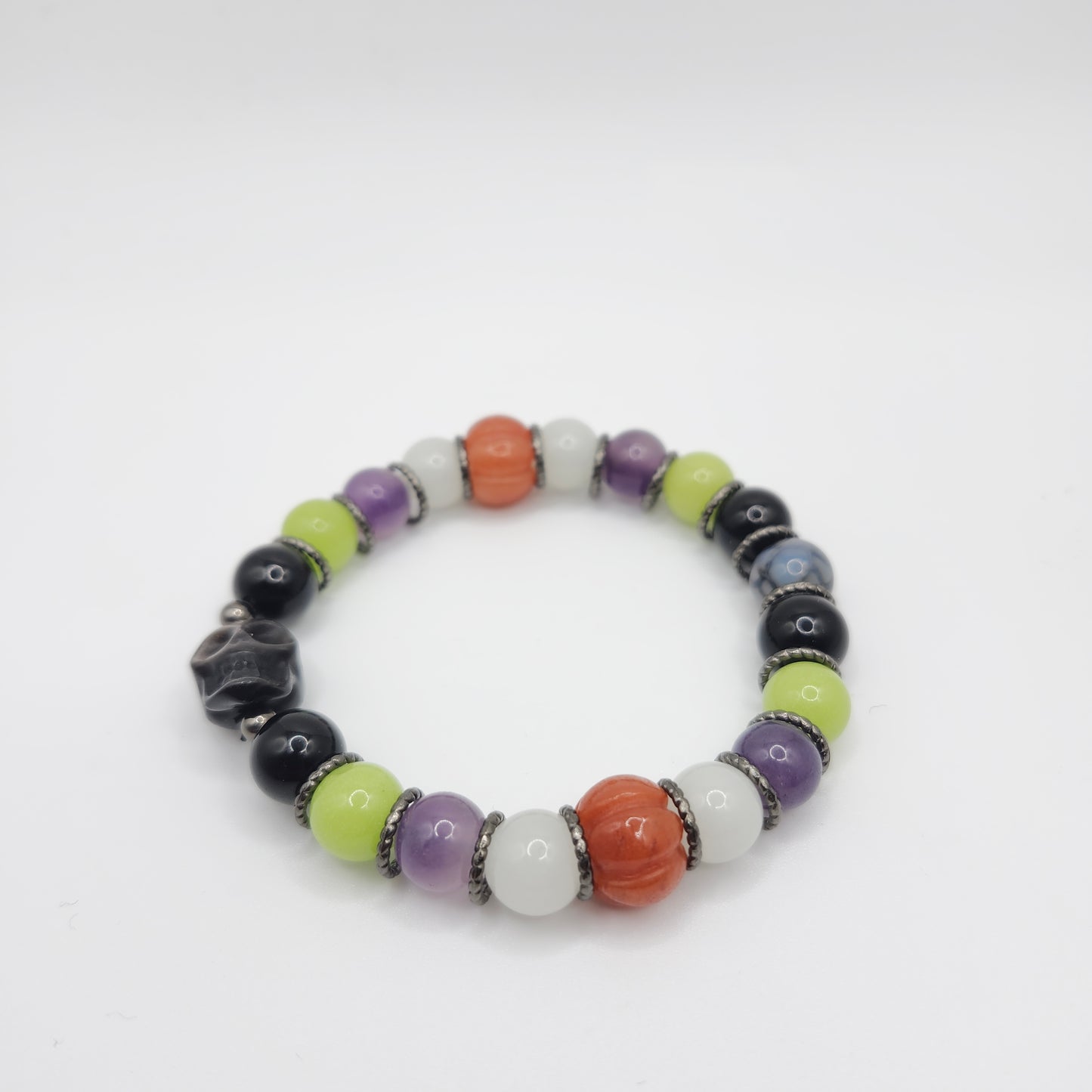 Silver Sheen Obsidian Skull Bracelet