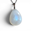 Natural Blue Flash Moonstone Pendant Necklace Silver S925