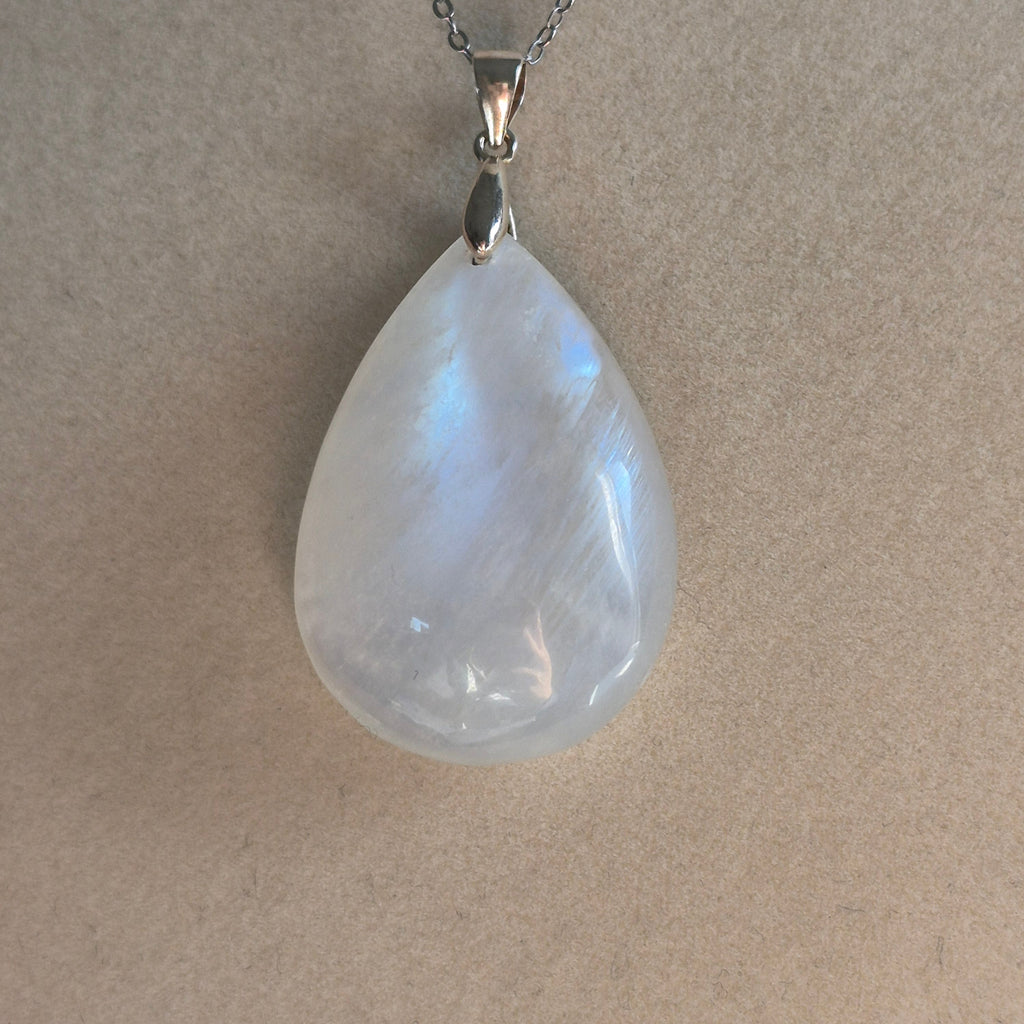 Natural Blue Flash Moonstone Pendant Necklace Silver S925