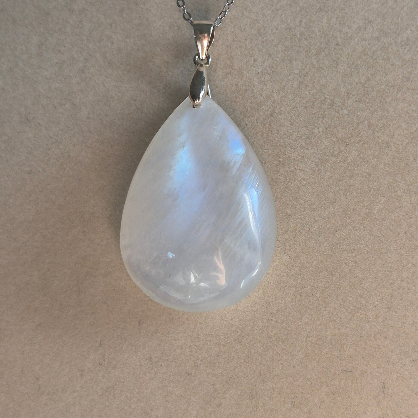 Natural Blue Flash Moonstone Pendant Necklace Silver S925