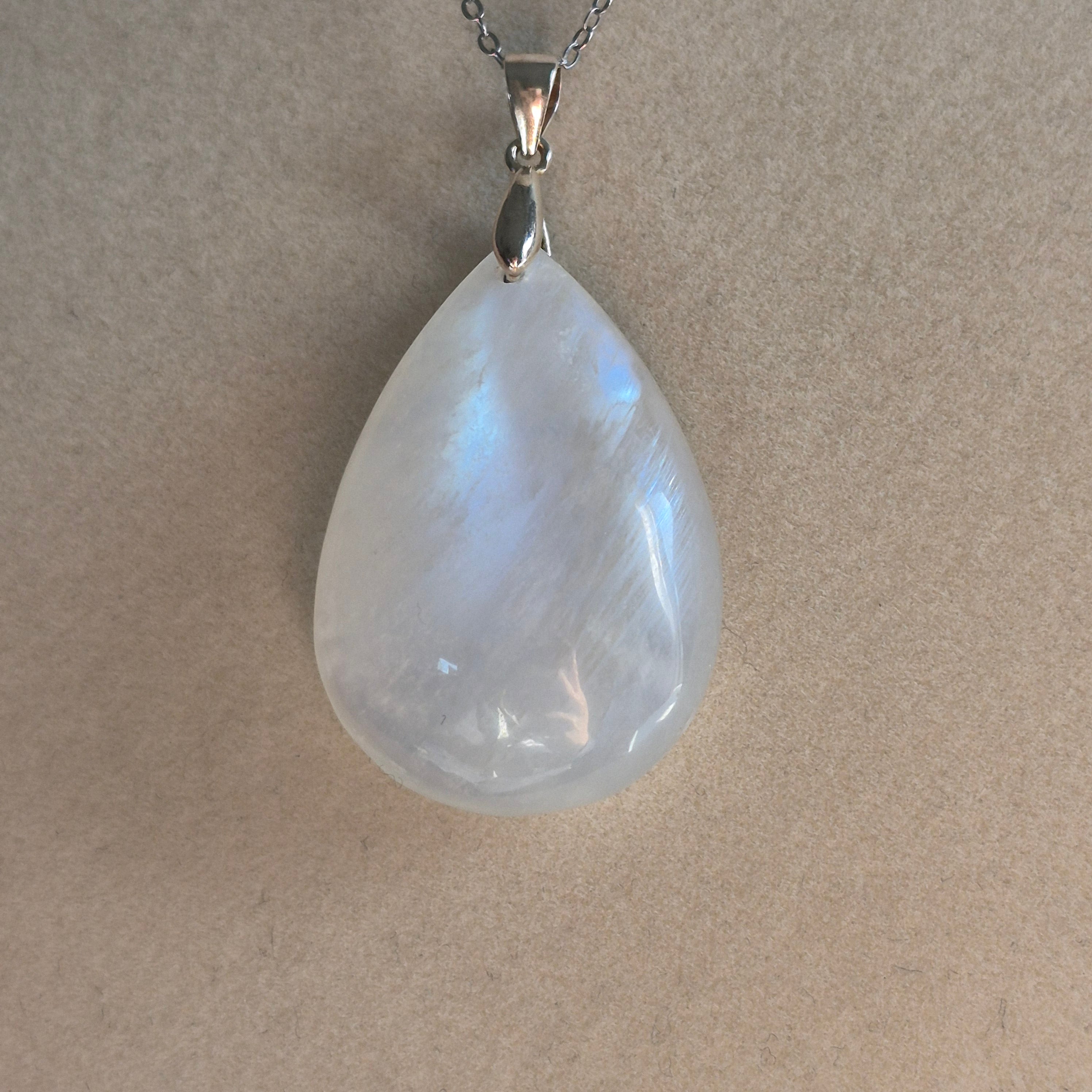 Natural Blue Flash Moonstone Pendant Necklace Silver S925