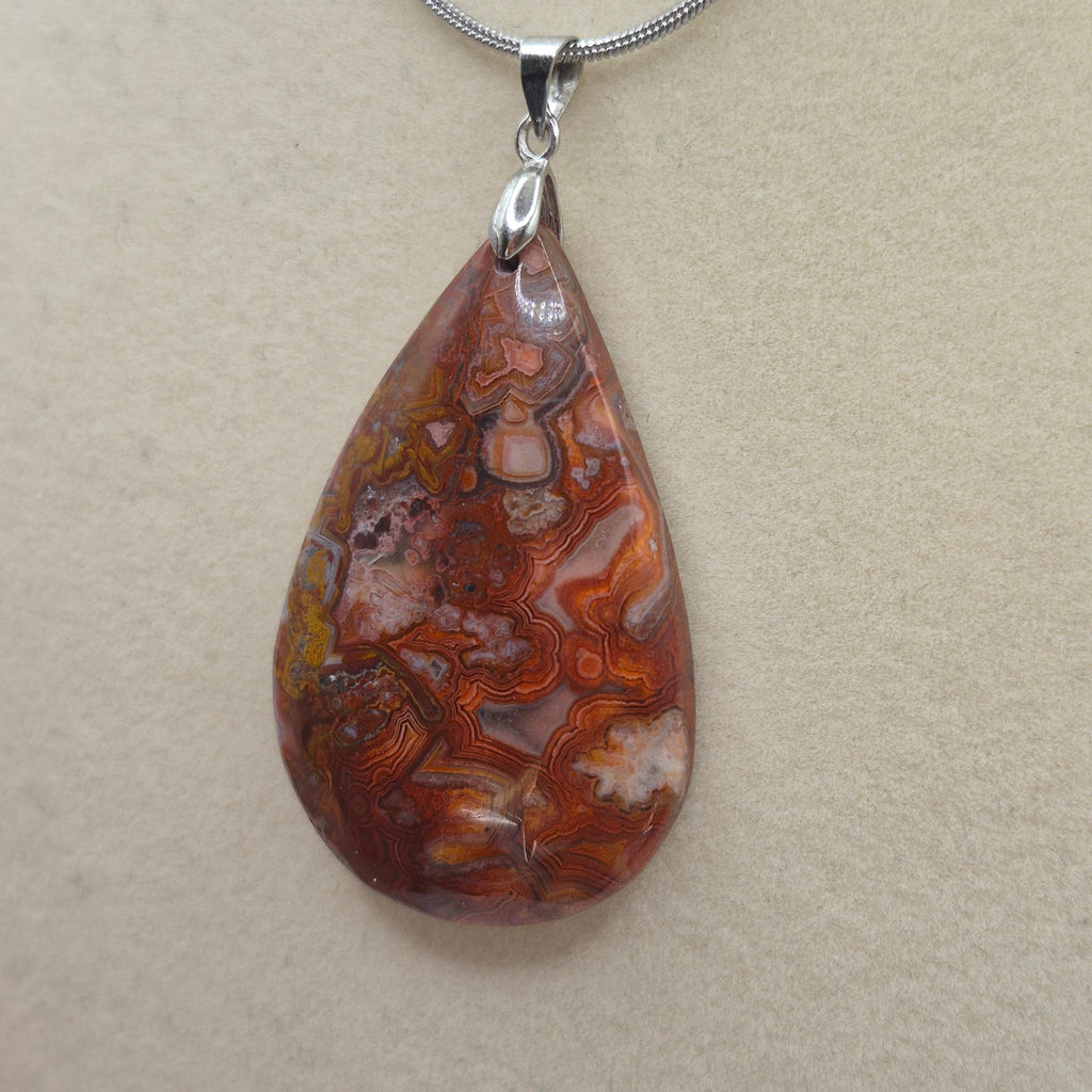 Red Crazy Lace Agate Pendant Necklace