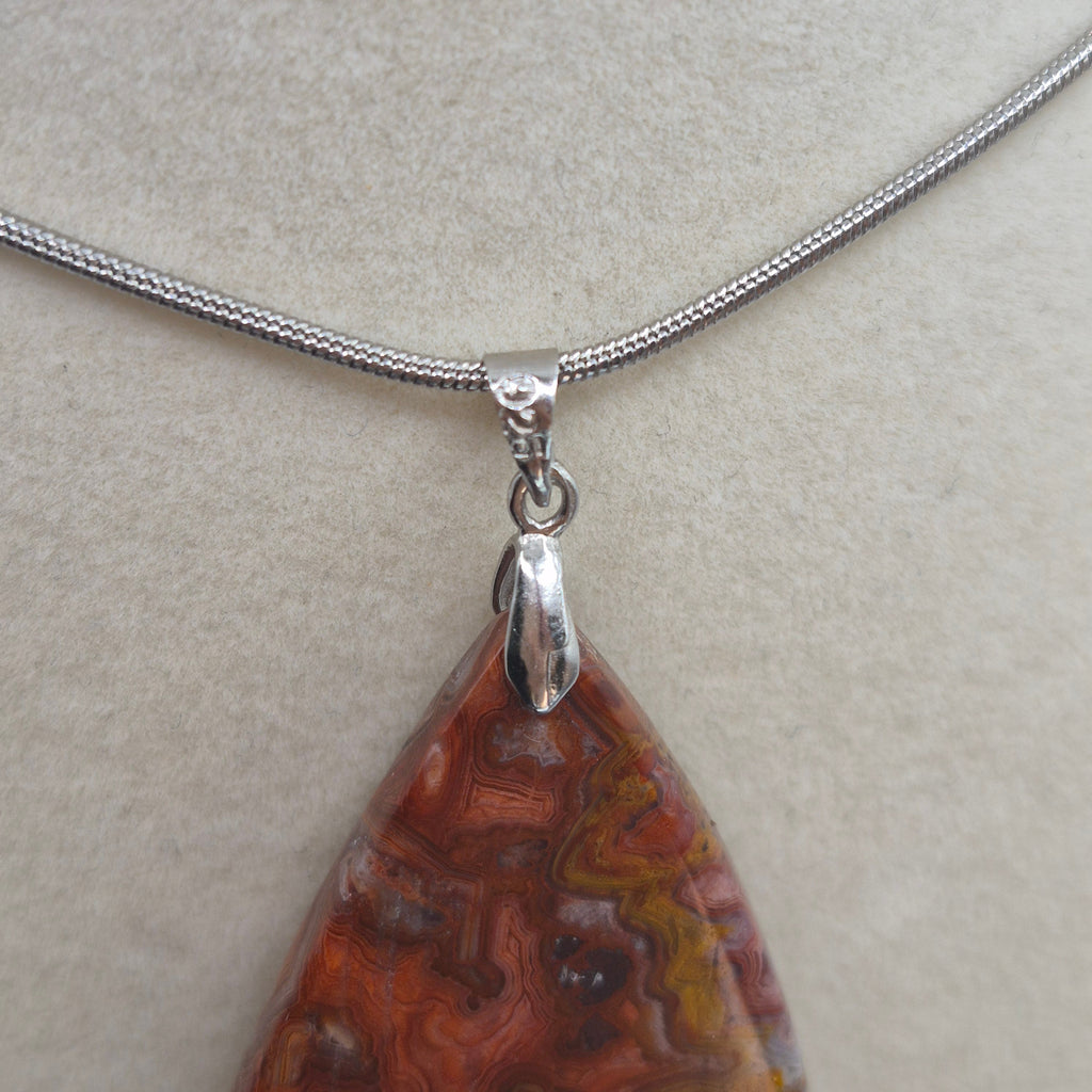 Red Crazy Lace Agate Pendant Necklace