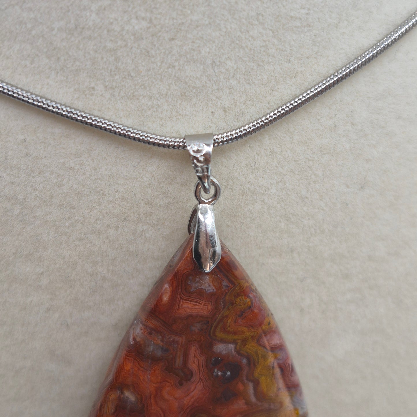 Red Crazy Lace Agate Pendant Necklace