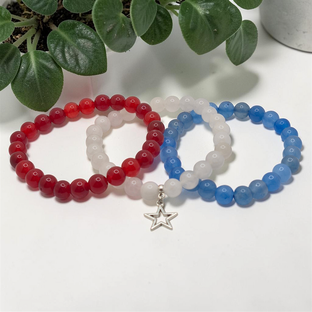 4th Of July Bracelet Set with Star Cutout Charm