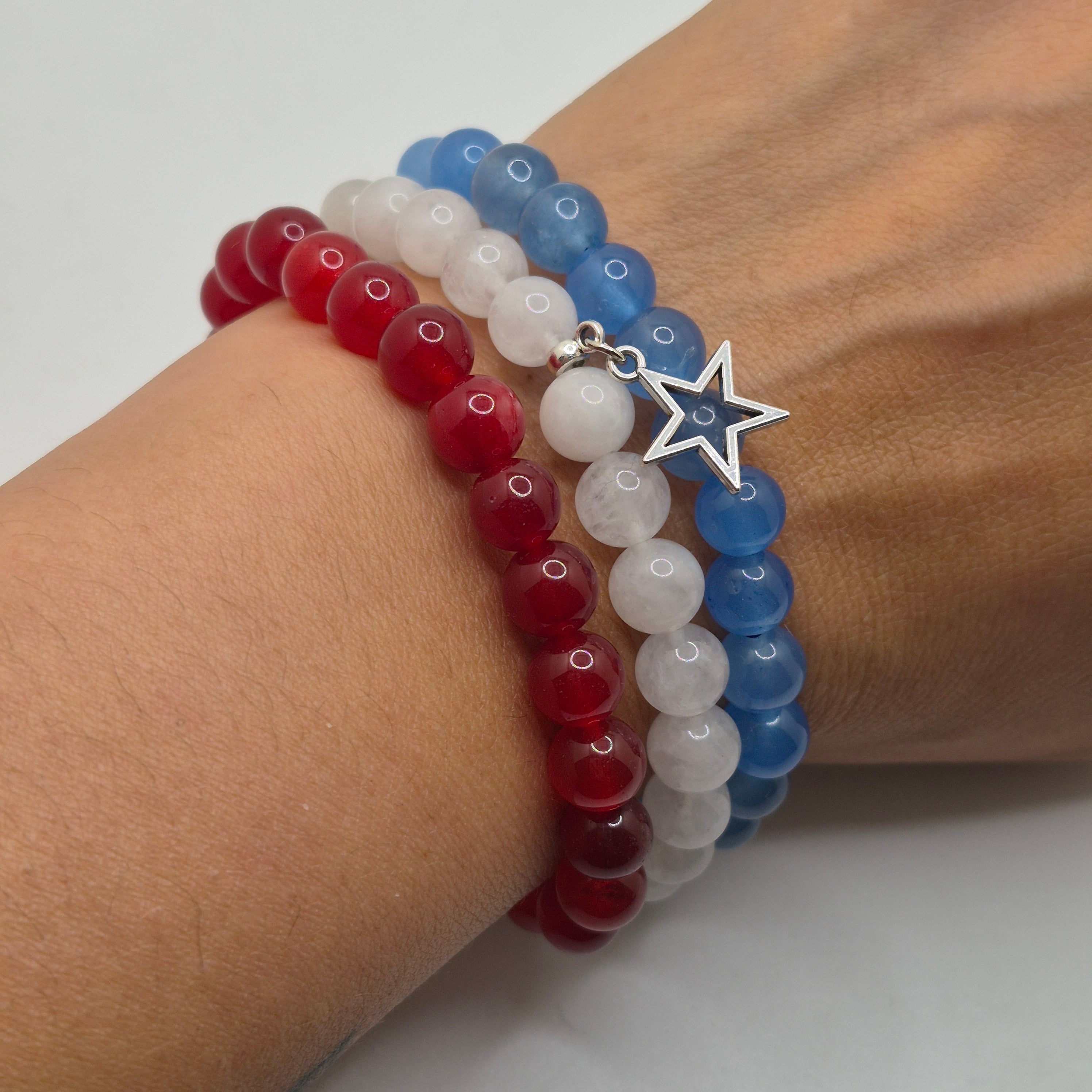 4th Of July Bracelet Set with Star Cutout Charm