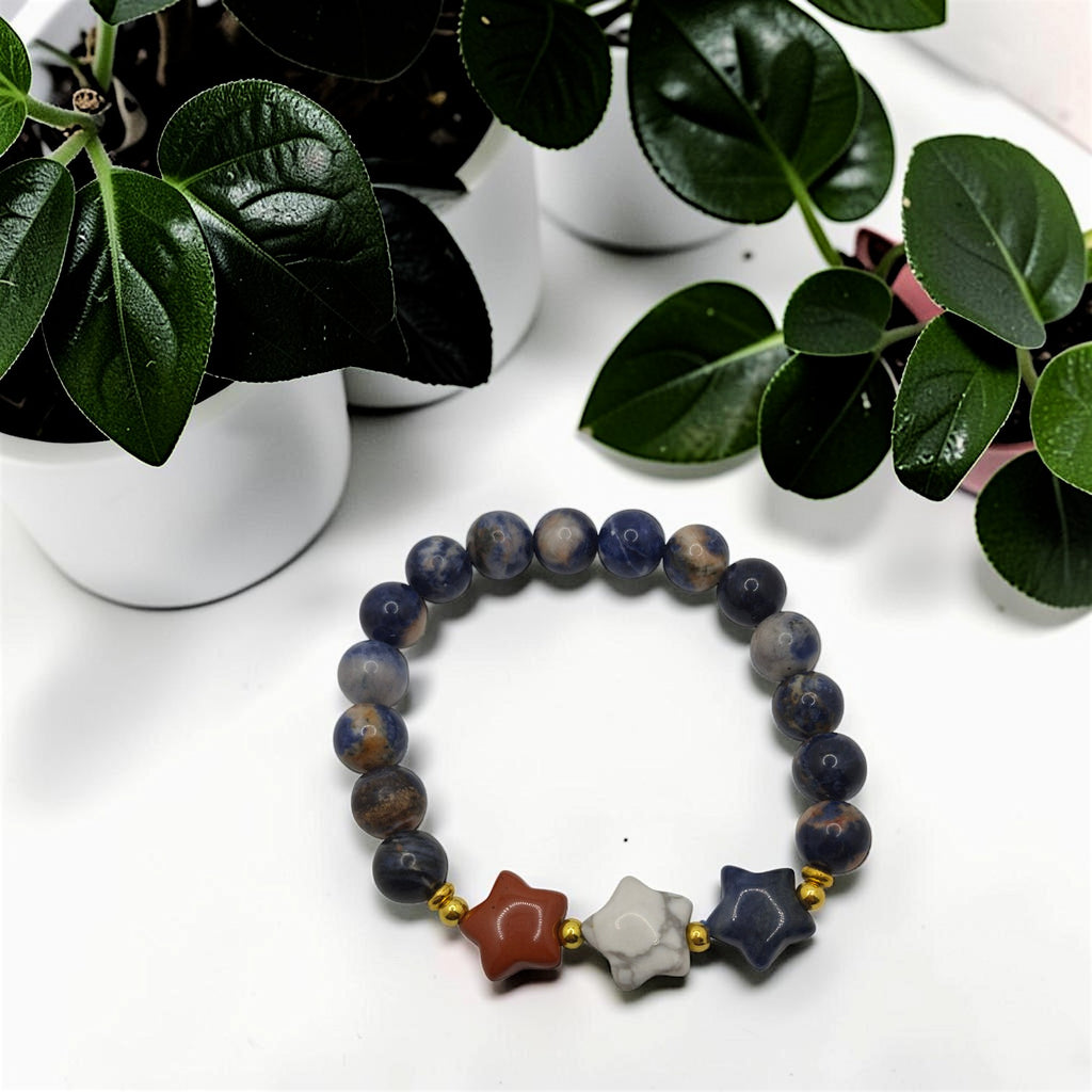 4th Of July Star Stone Sodalite Bracelet