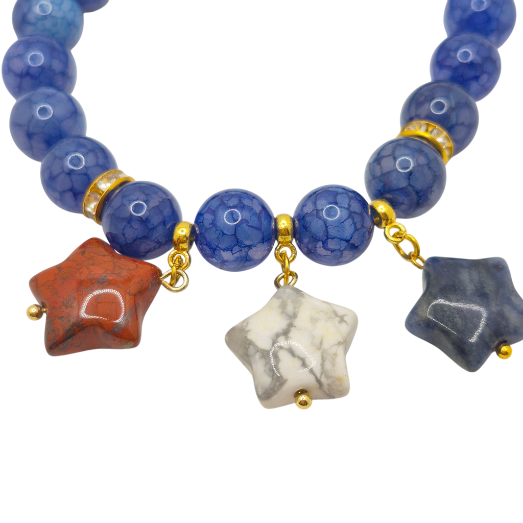 4th of July Star Stone Dangle Dragon Vein Bracelet