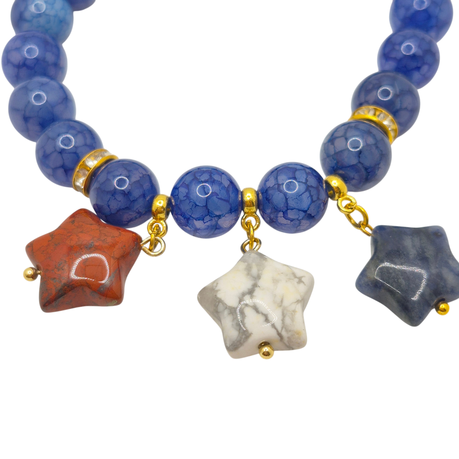 4th of July Star Stone Dangle Dragon Vein Bracelet