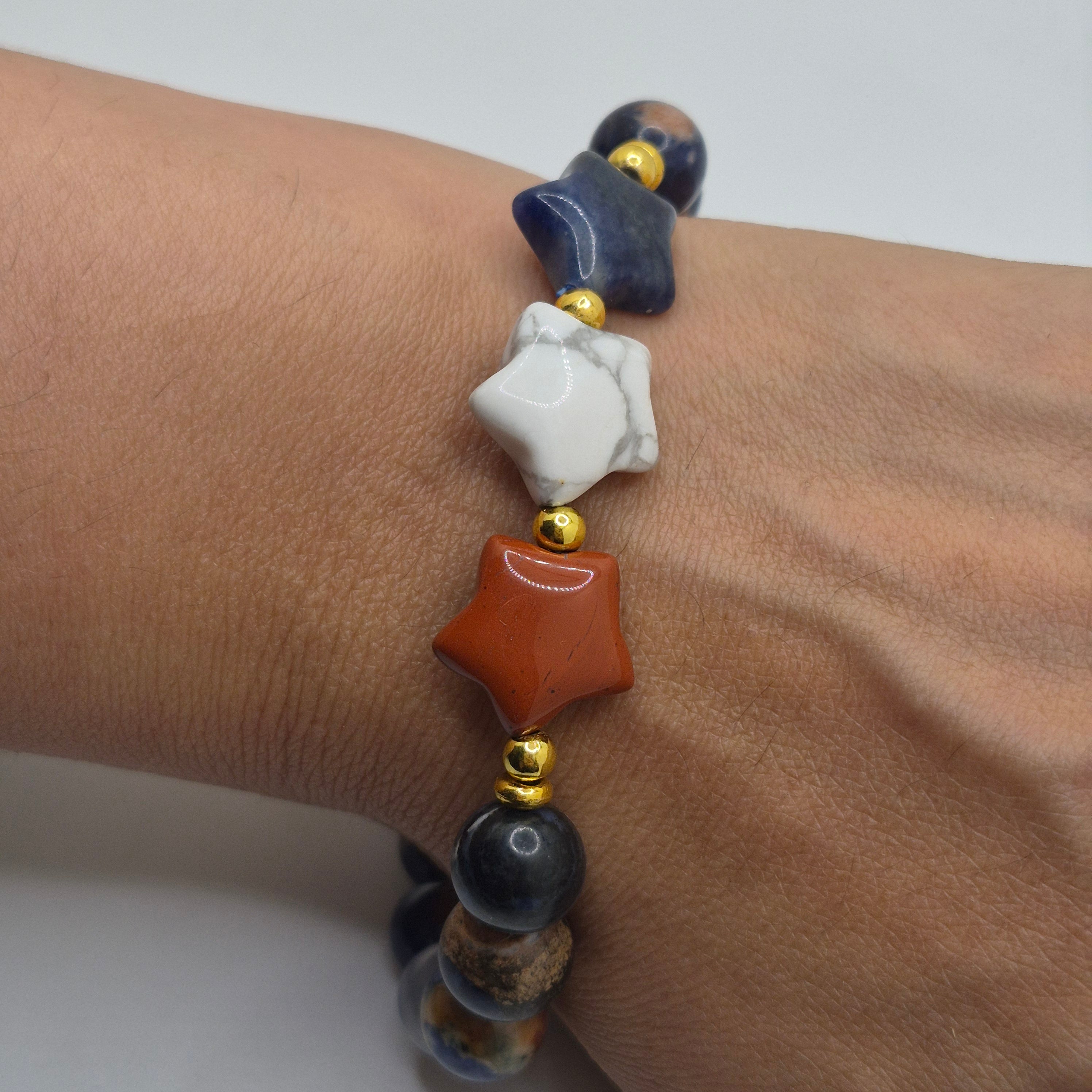 4th Of July Star Stone Sodalite Bracelet