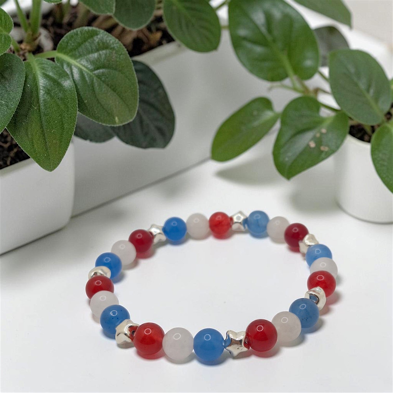4th of July Chalcedony Star Bracelet