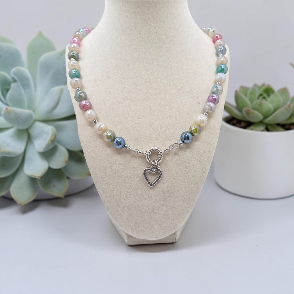 Electroplated Agate Heart Necklace