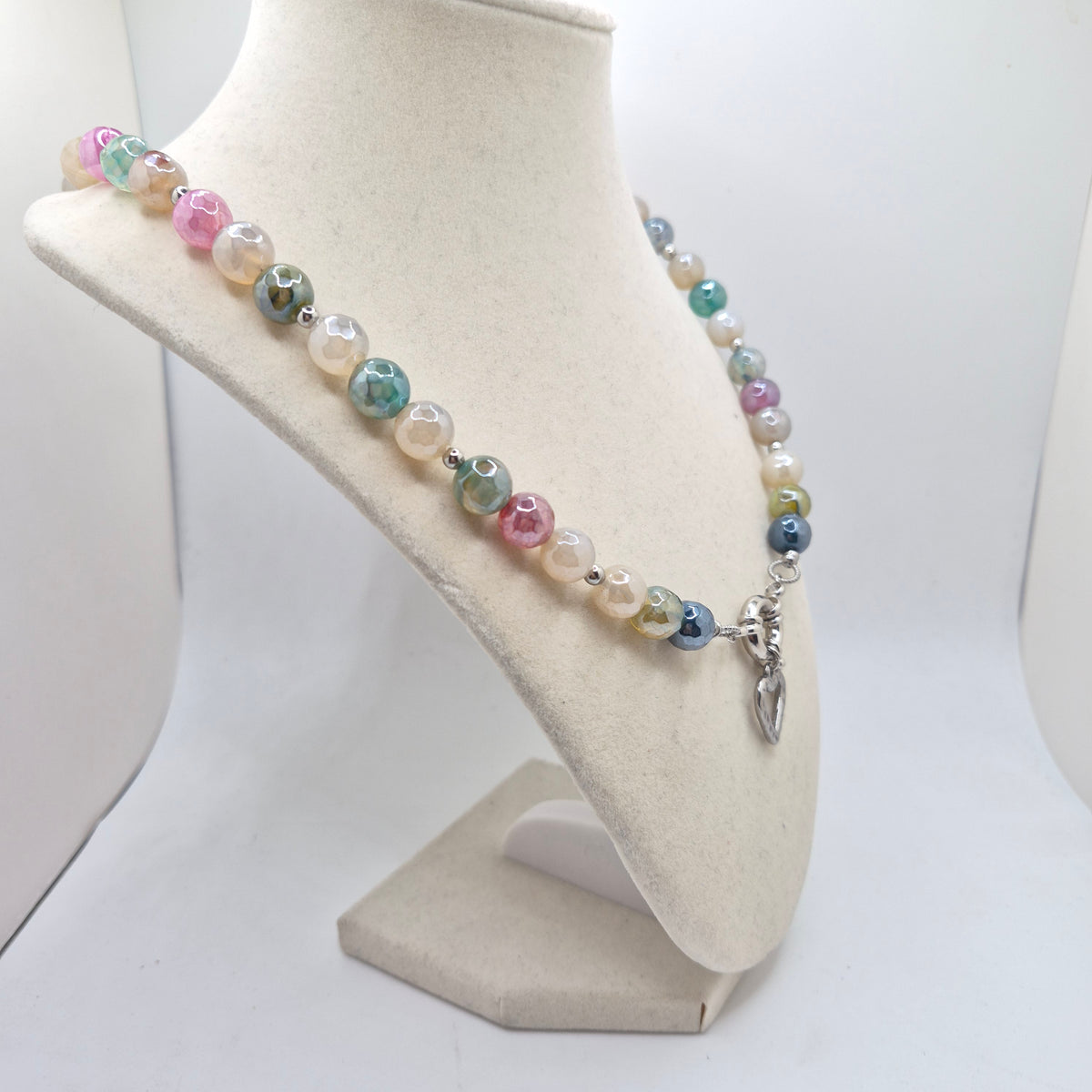 Electroplated Agate Heart Necklace