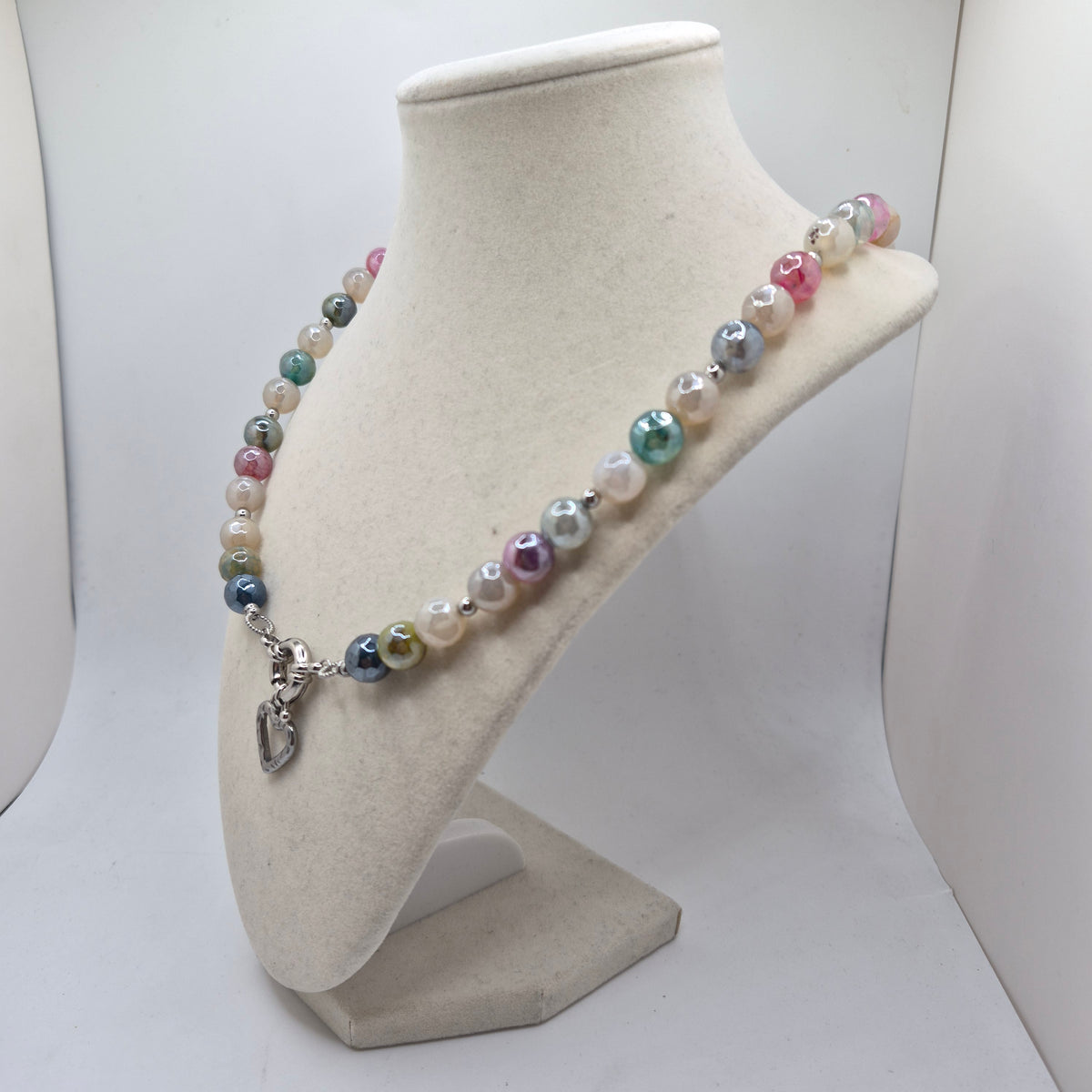 Electroplated Agate Heart Necklace