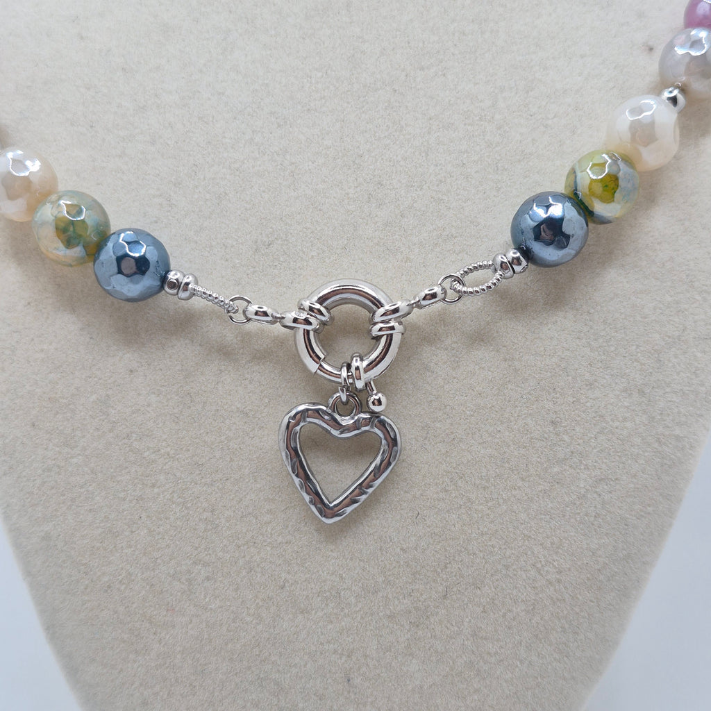 Electroplated Agate Heart Necklace