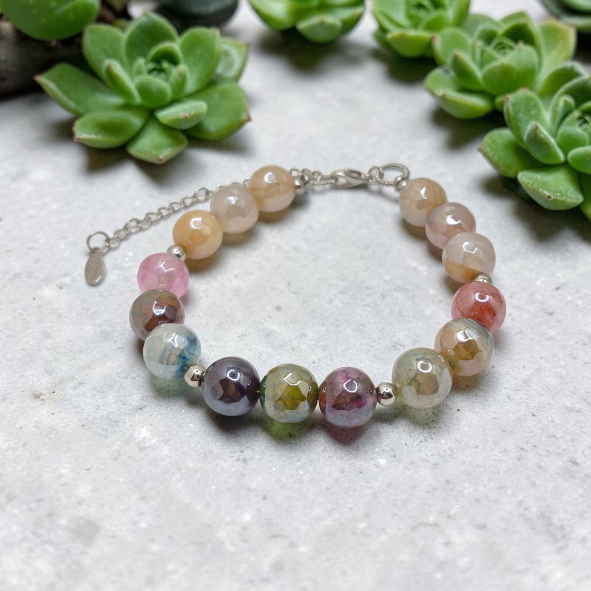 Electroplated Agate Stainless Steel Bracelet