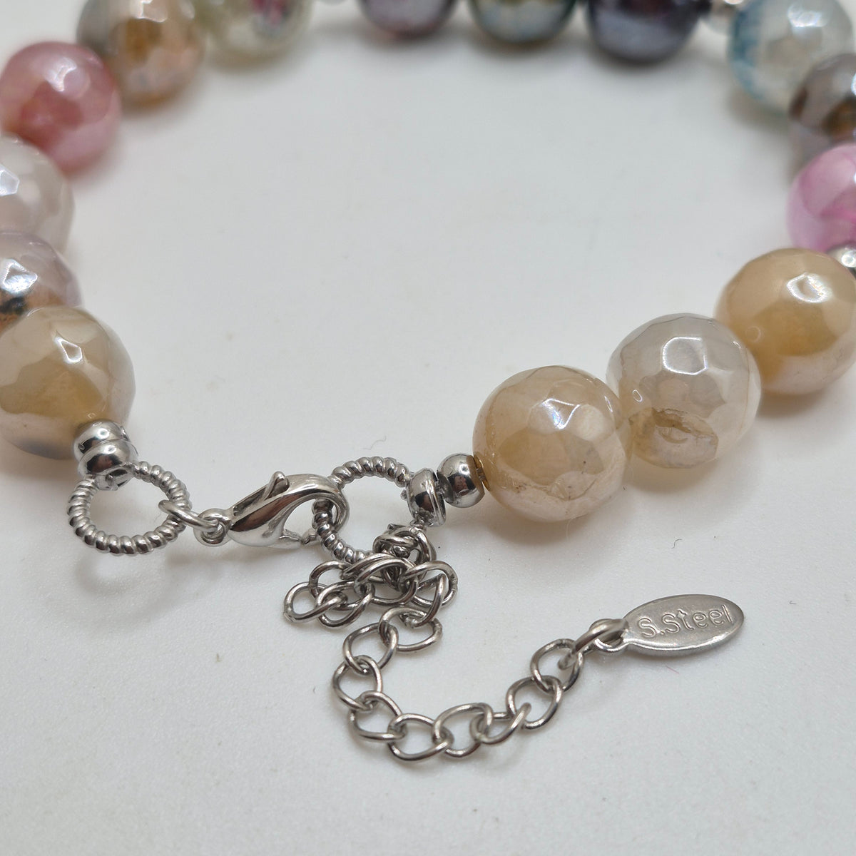 Electroplated Agate Stainless Steel Bracelet