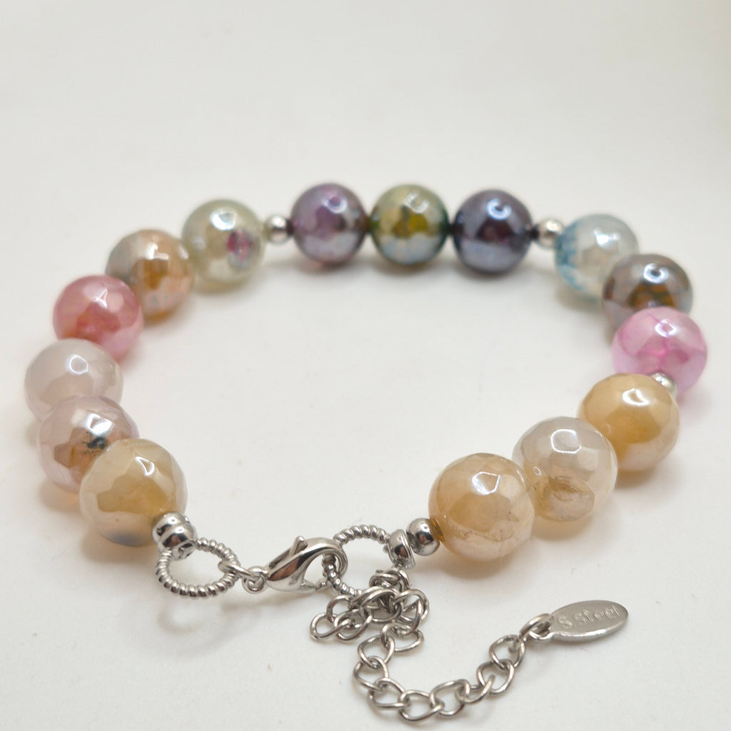 Electroplated Agate Stainless Steel Bracelet