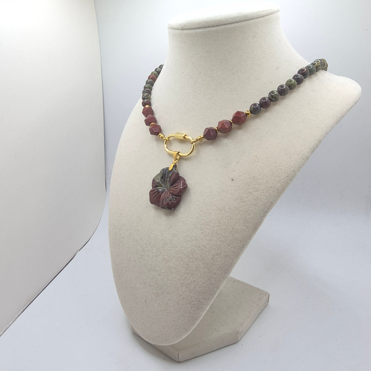 Dragon Blood Jasper Flower Necklace