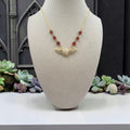 Bat Pendant and Red Agate Stainless Steel Necklace