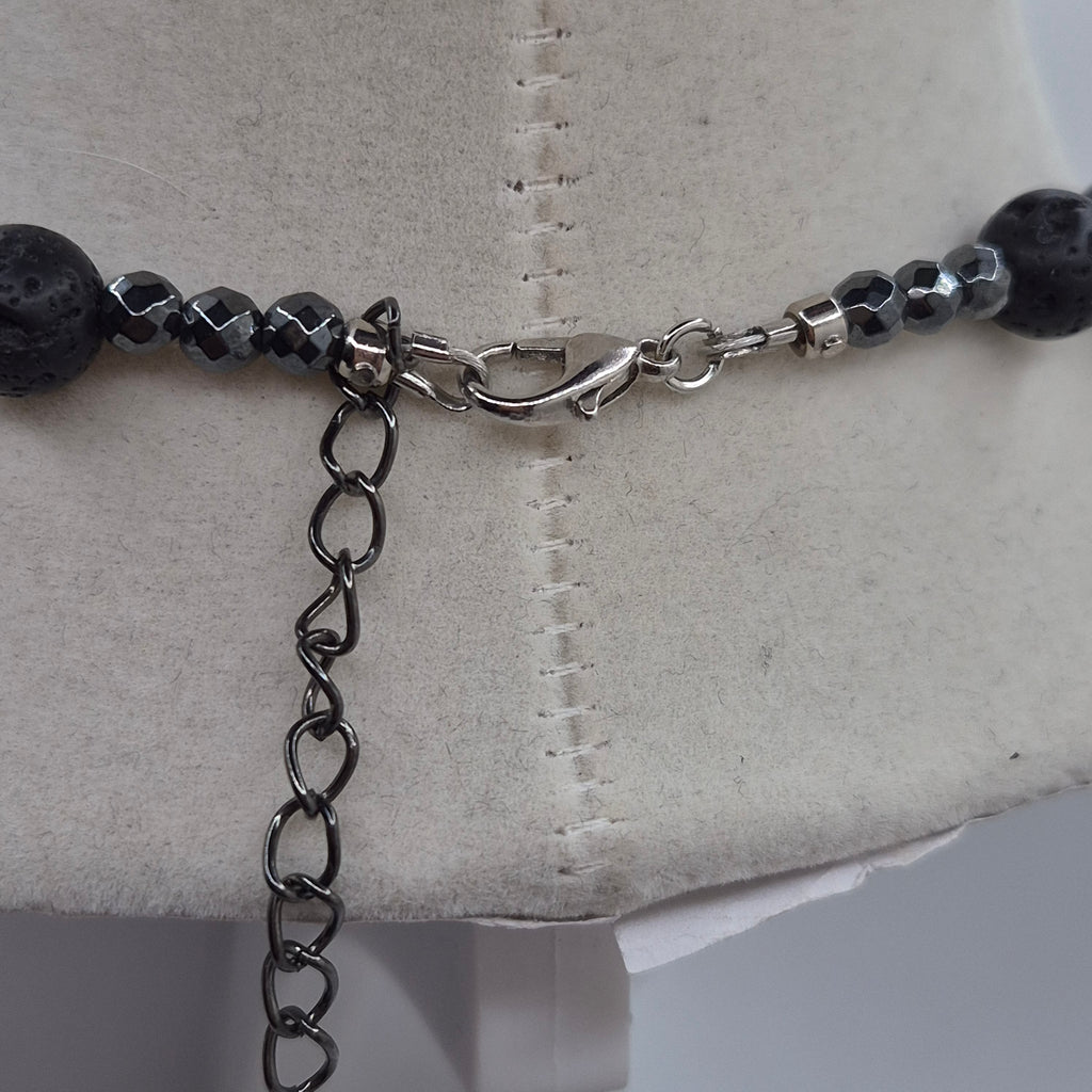 Death’s-Head Moth Obsidian & Lava Stone Necklace