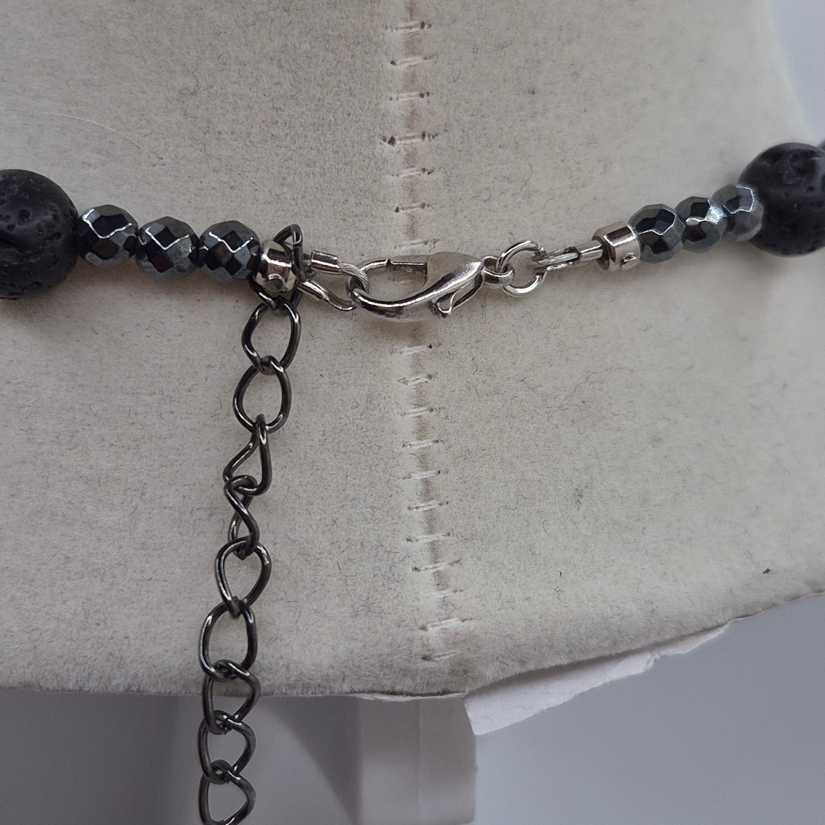 Death’s-Head Moth Obsidian & Lava Stone Necklace
