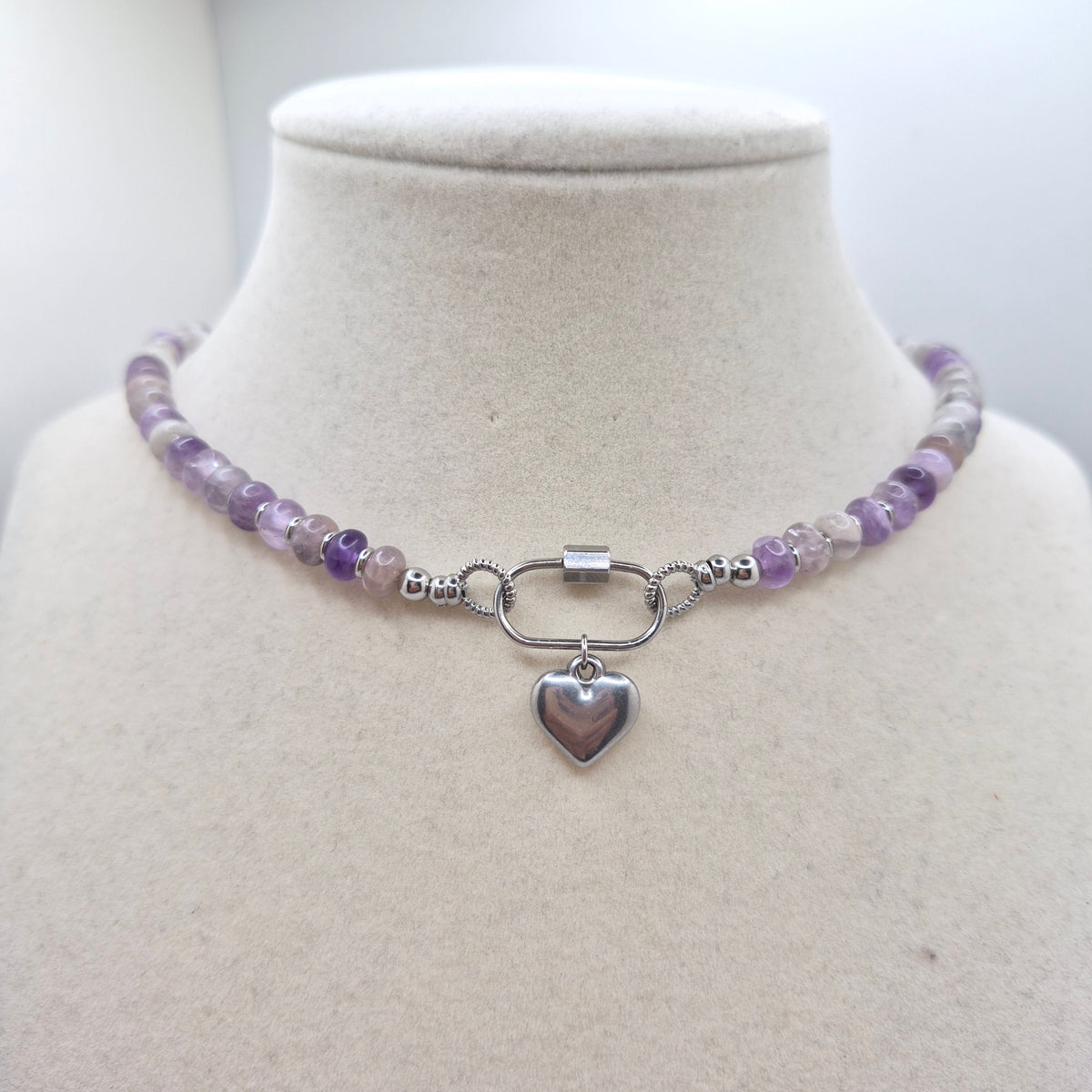 Amethyst Heart Choker Necklace