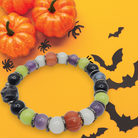 Silver Sheen Obsidian Skull Bracelet