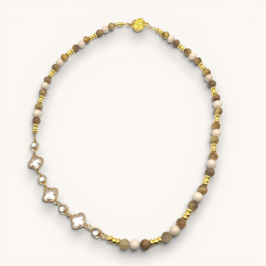 Handcrafted Golden Tiger Eye and Fossil Jasper Necklace