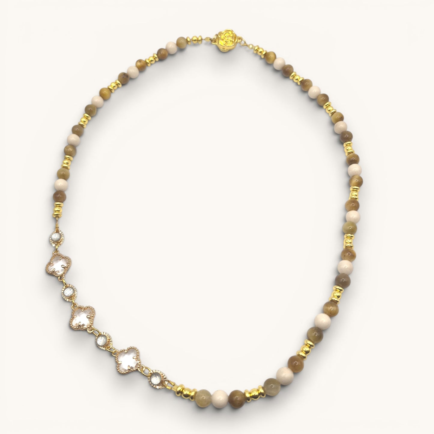 Handcrafted Golden Tiger Eye and Fossil Jasper Necklace