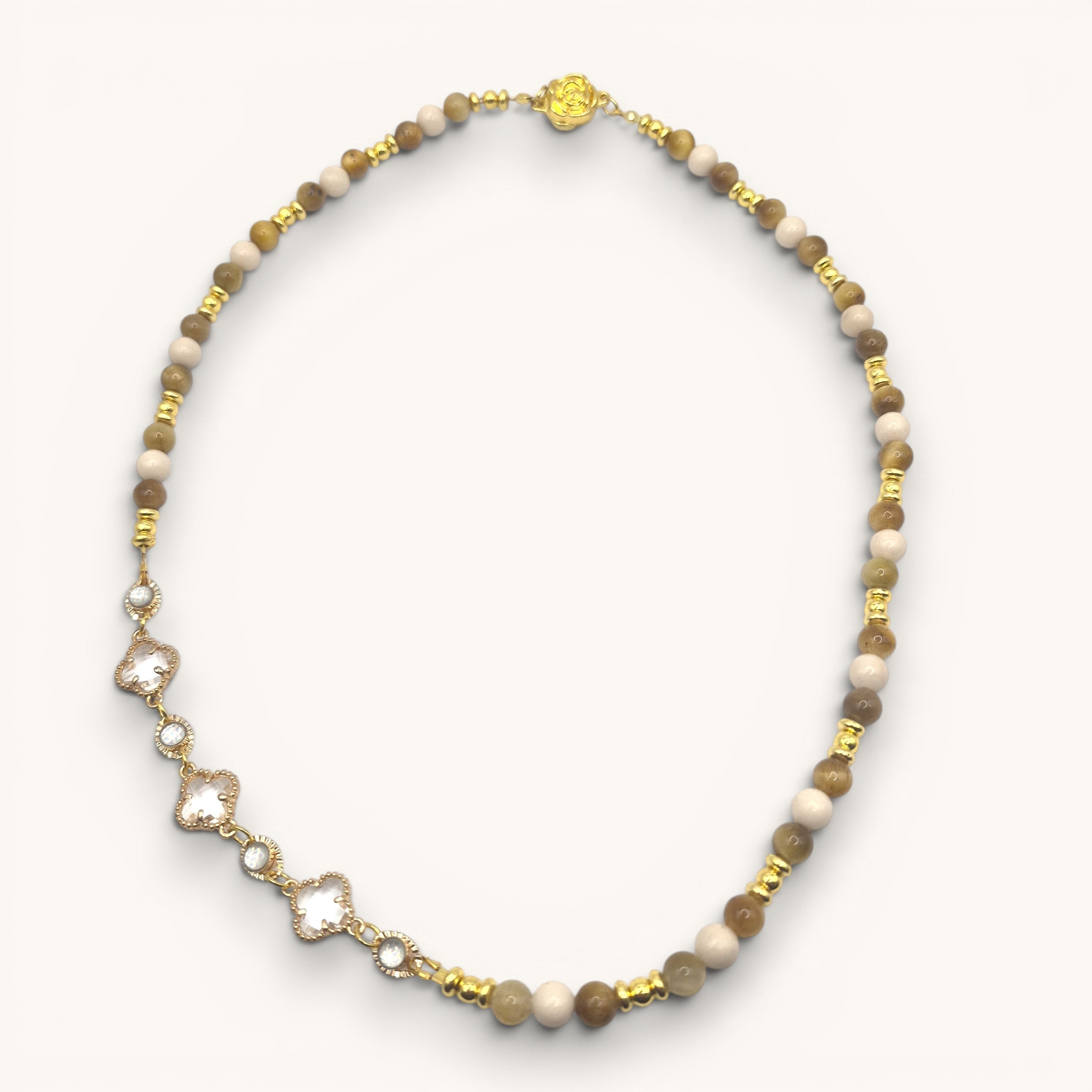 Handcrafted Golden Tiger Eye and Fossil Jasper Necklace