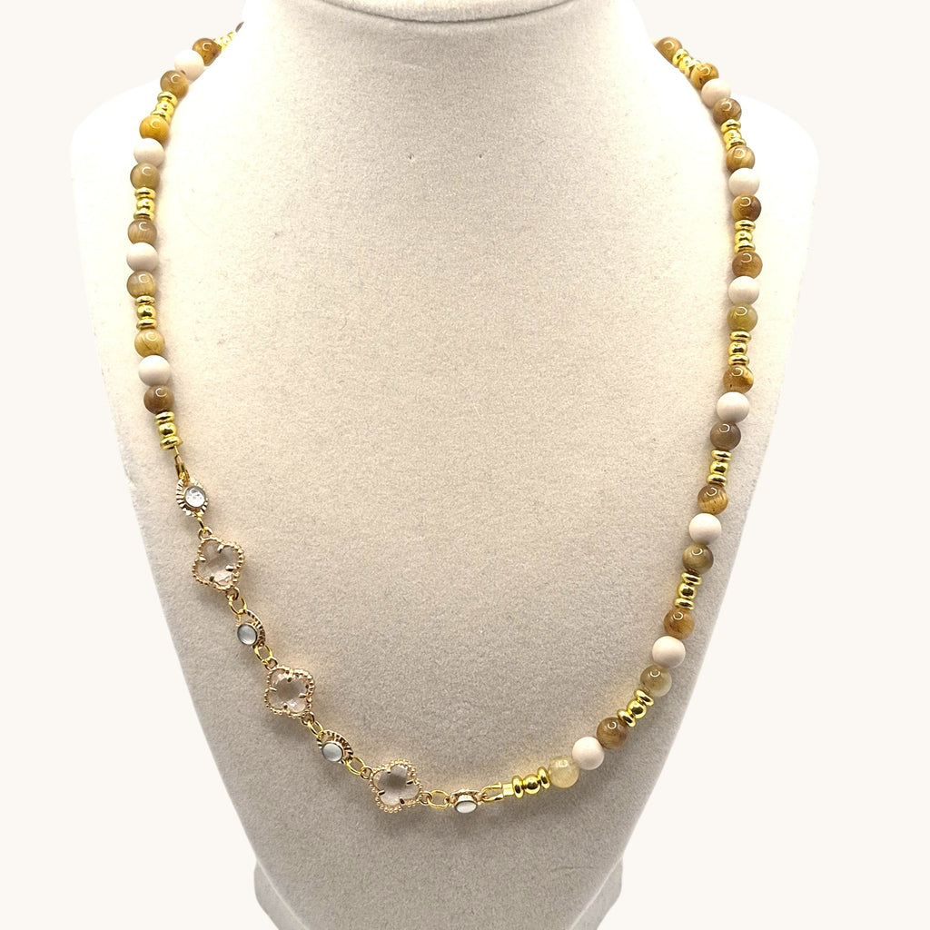 Handcrafted Golden Tiger Eye and Fossil Jasper Necklace