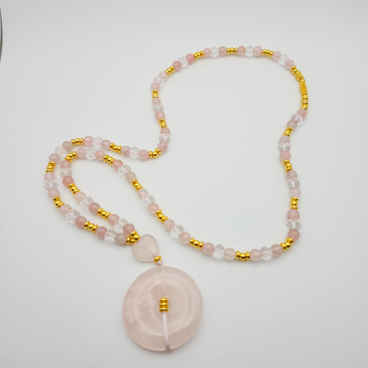Handmade Crystal Necklace – Rose Quartz Love & Clear Quartz Clarity