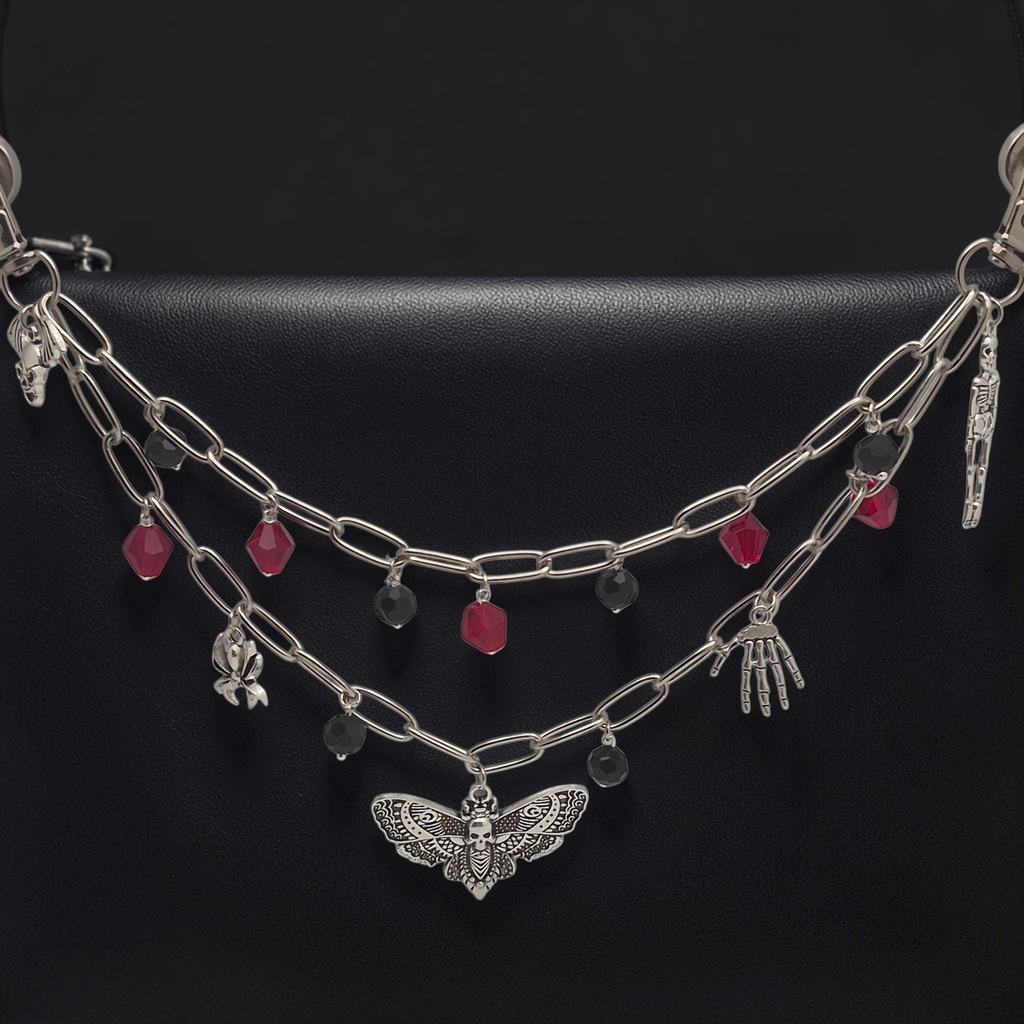 Gothic Moth Decorative Purse Chain – Handmade Bag Charm