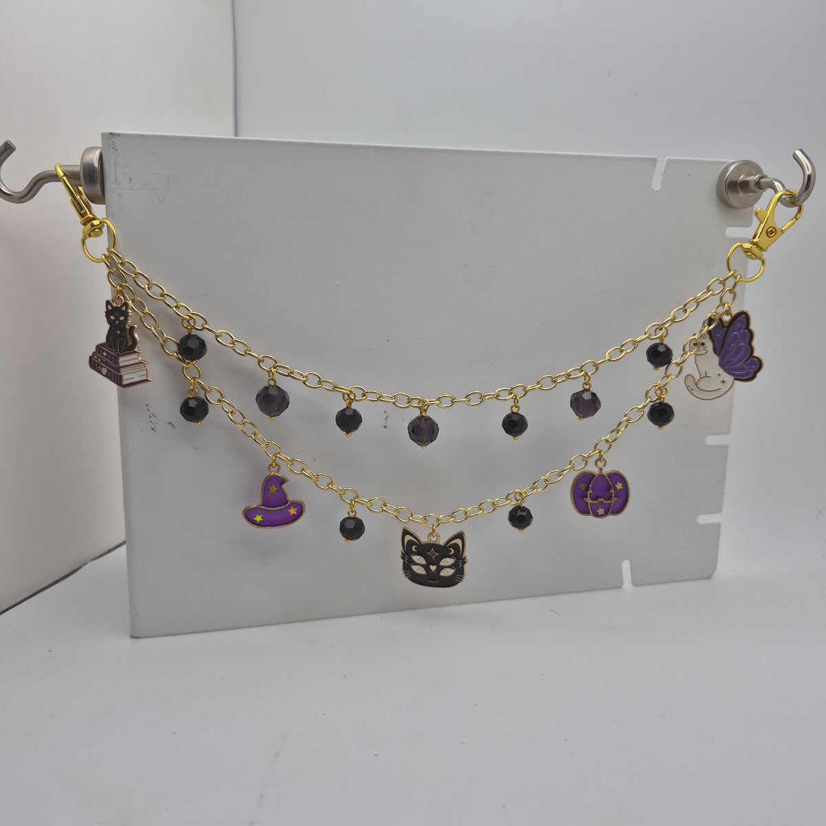 Witchy Cat Halloween Purse Chain – Handmade Bag Charm