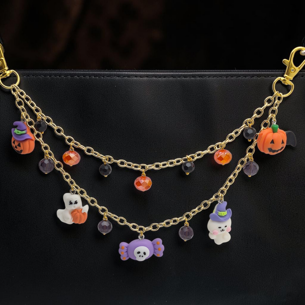 Cute Halloween Pumpkin Purse Chain – Handmade Bag Charm
